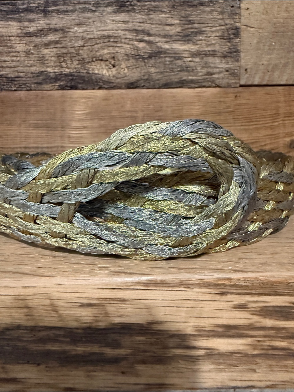 Braided Metallic Cord Belt in Gold and Silver